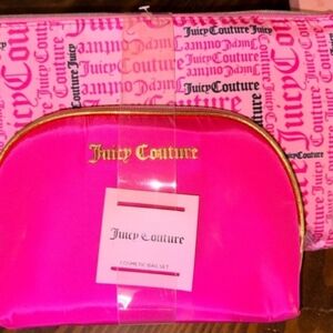 Juicy Couture Pink and Black and Gole Cosmetic Bag Duo